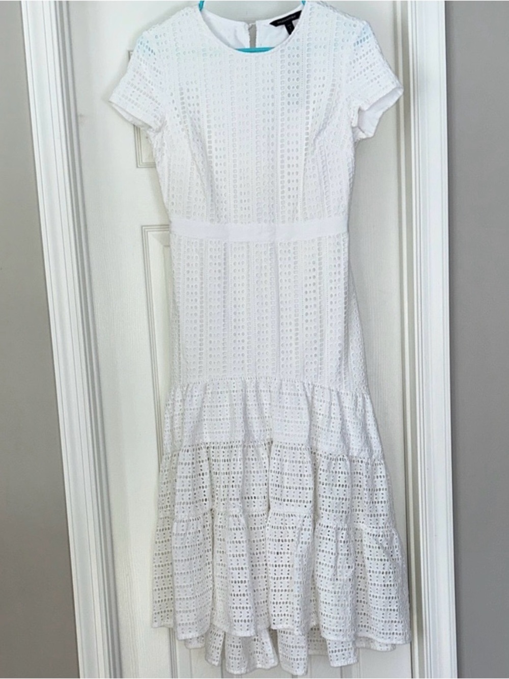 Banana Republic Influencer White Eyelet Short-Sleeve Midi Dress 2P